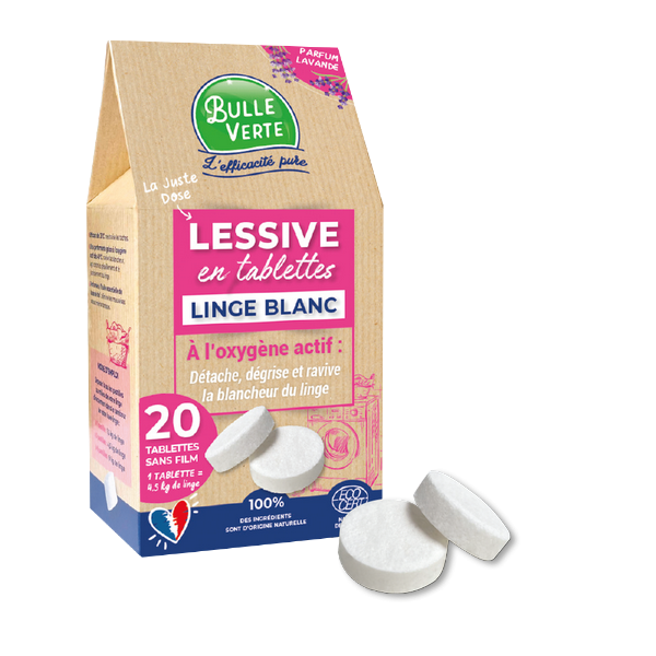 Bulle Verte -- Lessive linge blanc en tablette - 20 tablettes