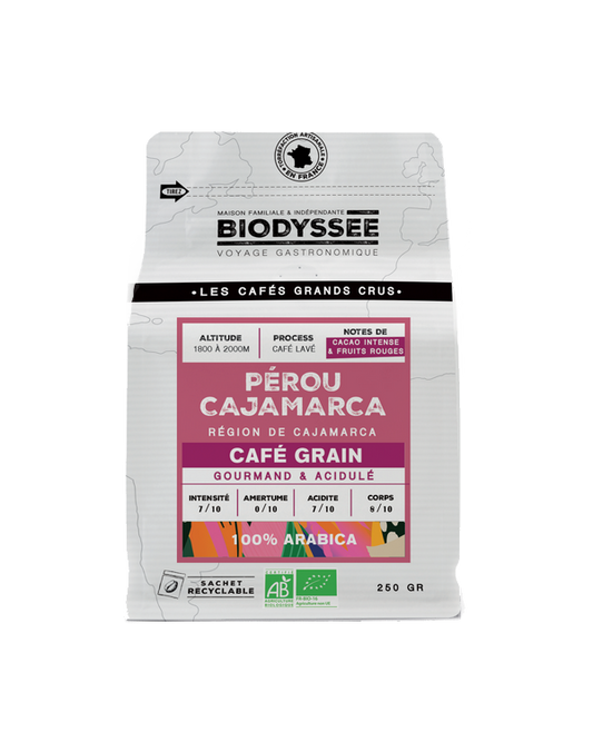 Biodyssée -- Café grain grand cru pérou cajamarca (origine Pérou) - 250 g