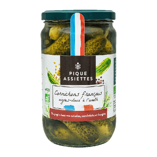 Pique Assiettes -- Cornichons français aigres-doux à l'aneth bio - 360 g